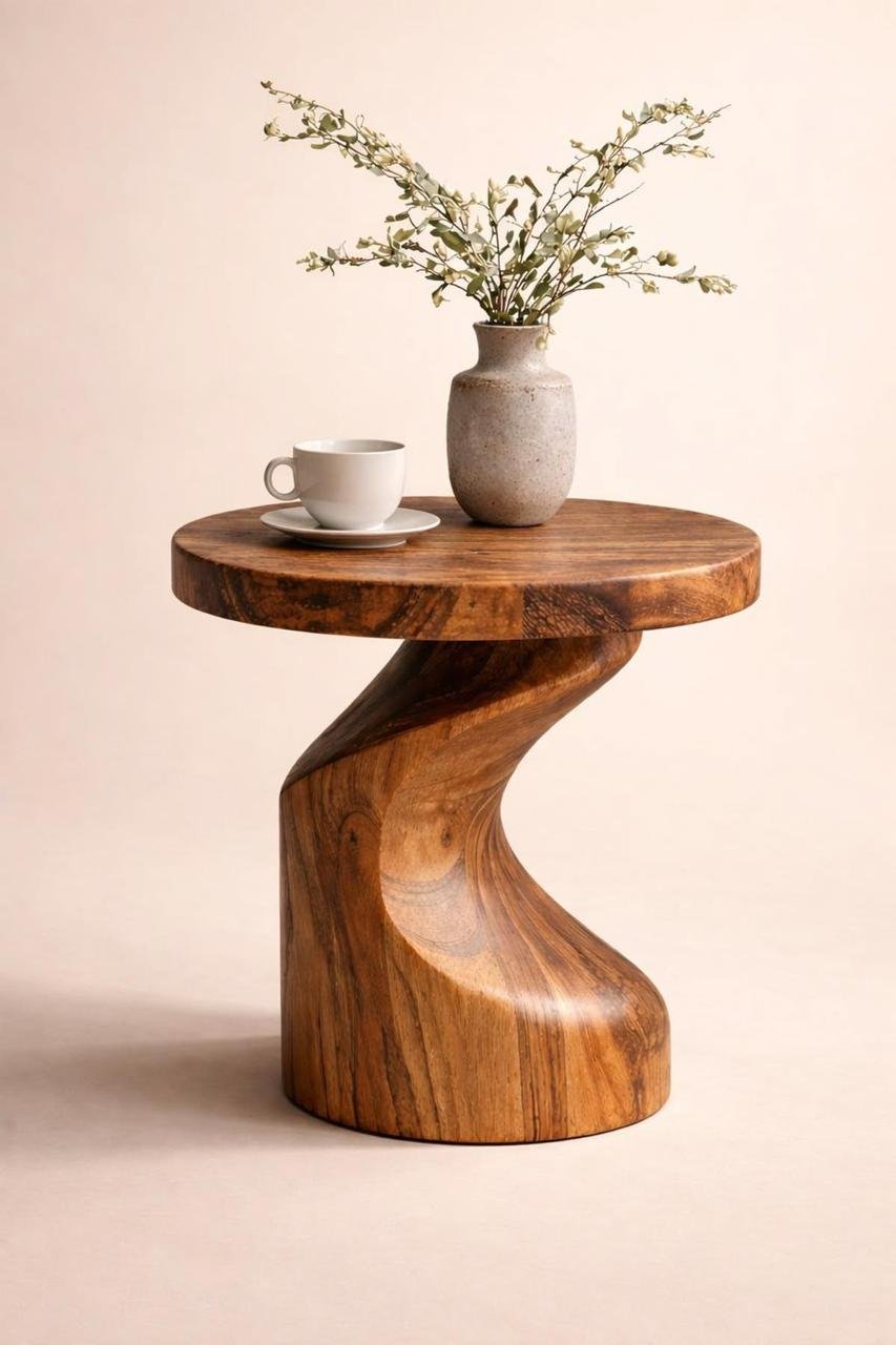 Zen Curve Solid Wood Side Table